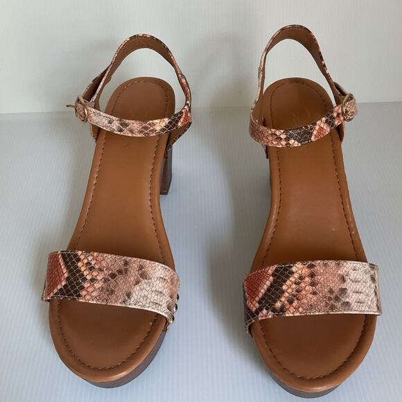 Celia Women's Platform Block Heels Brown Python Retro Sandals Animal Print 10 - Picture 6 of 13